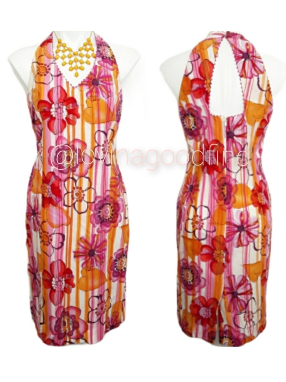 Yves Cossett Depeche Mode Cut Out Vintage Floral Dress EUC sz 8